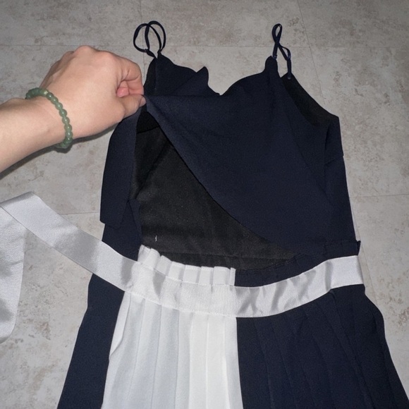 Chic One Shoulder Black and White Dress - Picture 5 of 16